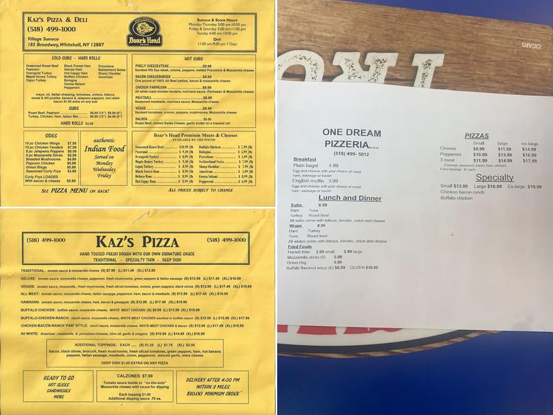 One Dream Whitehall Menu