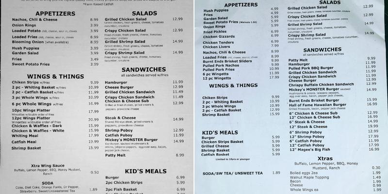 Magee's Event Venue Menu