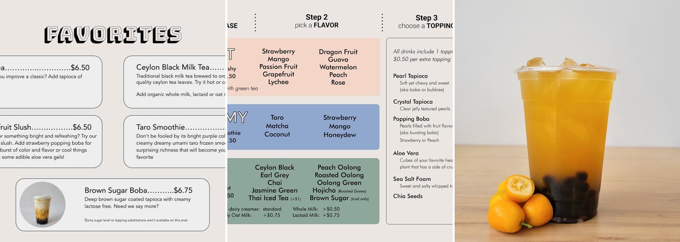 PICK UP bubble tea Menu