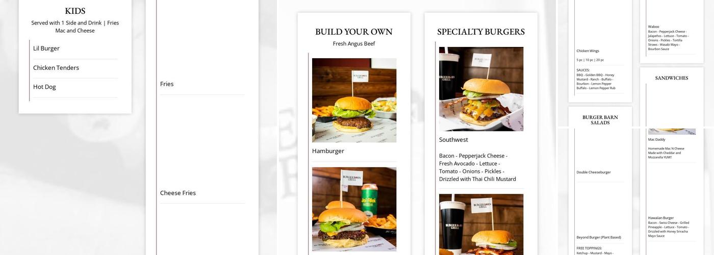 Burger Barn Grill Menu
