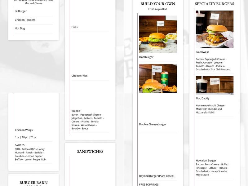Burger Barn Grill Menu