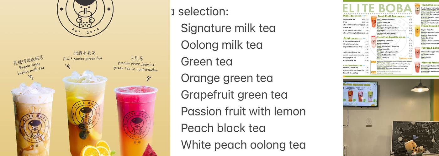Elite Boba Menu