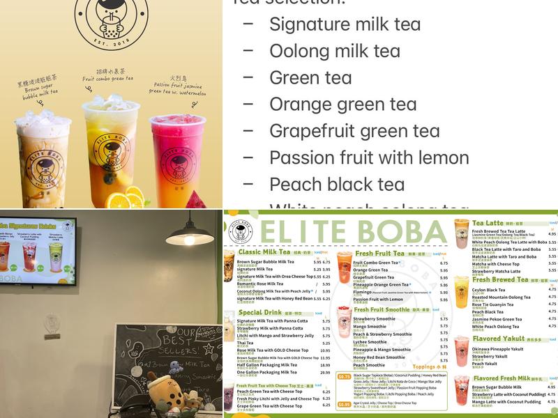 Elite Boba Menu