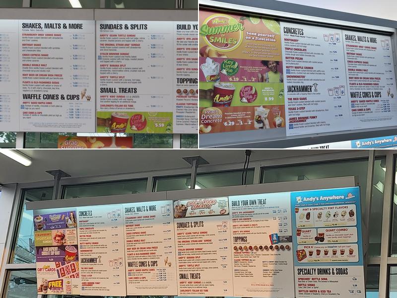 Andy's Frozen Custard Menu