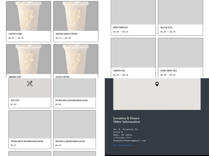 Buzzed Coffee Menu