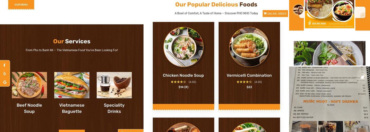 Pho Nho Menu
