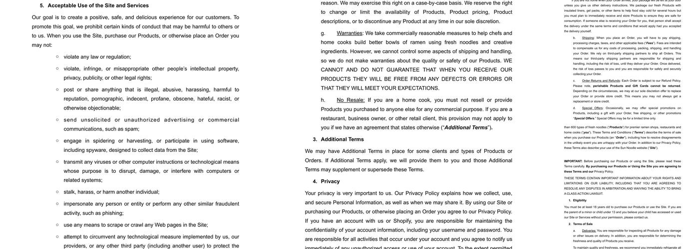 Sun Noodle California Menu