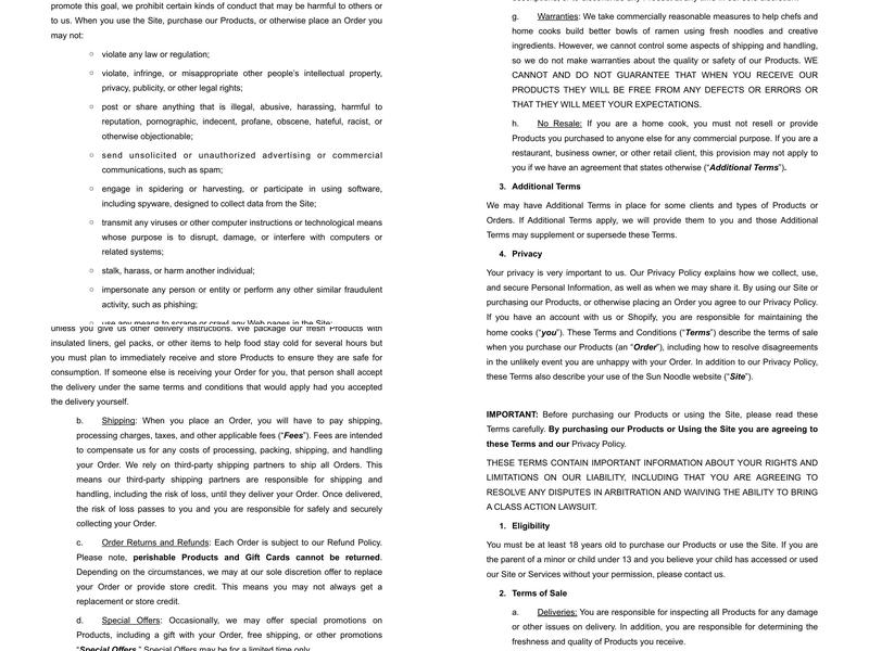 Sun Noodle California Menu