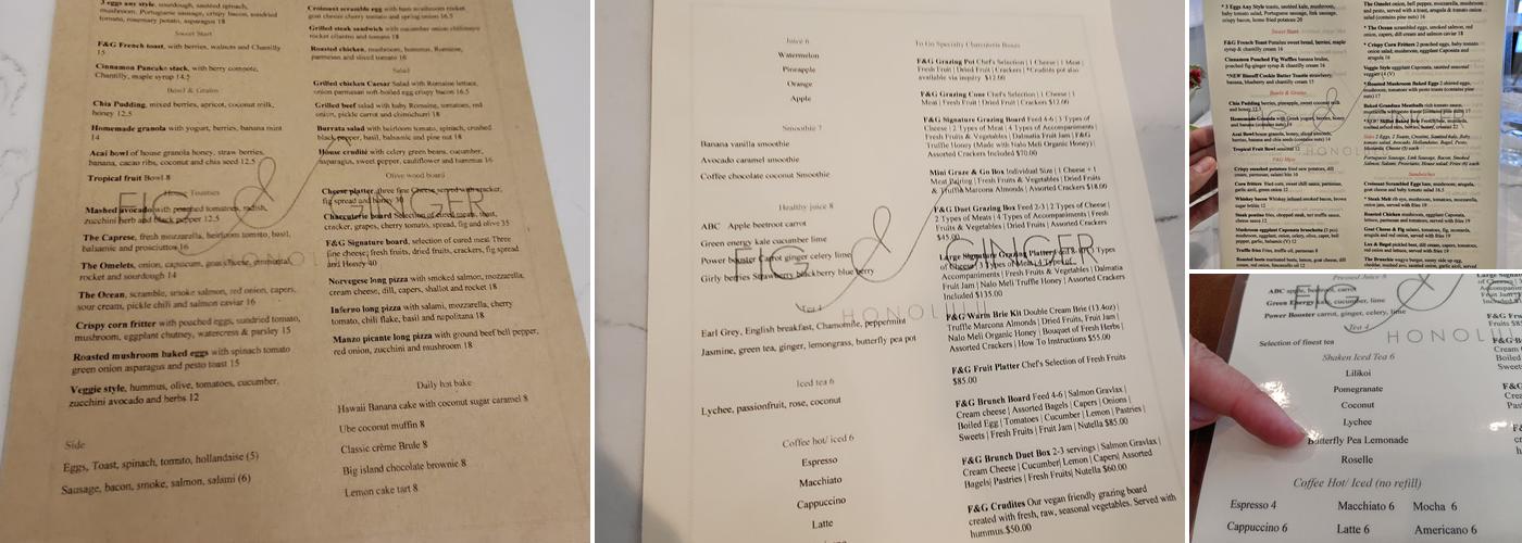 Fig & Ginger Honolulu Menu