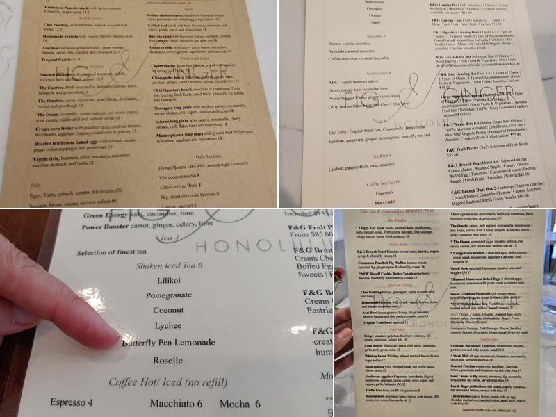 Fig & Ginger Honolulu Menu