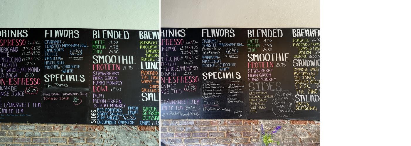 Jamie’s Eats and Sweets Menu