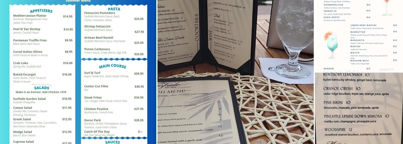 The Surfside Menu