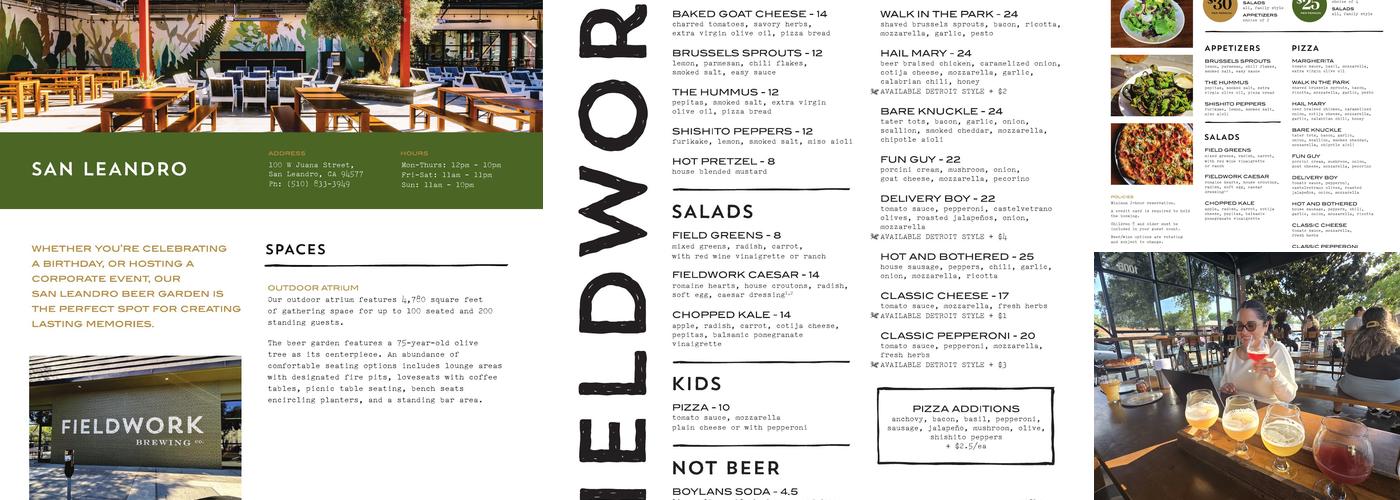 Fieldwork Brewing Company - San Leandro Menu