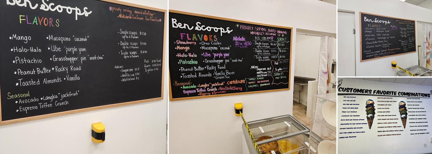 Ben Scoops Menu