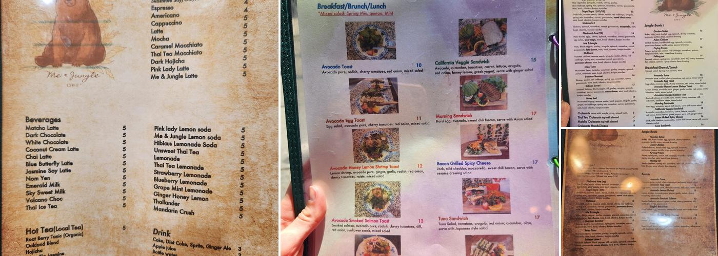 Me and Jungle Cafe Menu