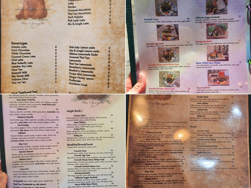 Me and Jungle Cafe Menu