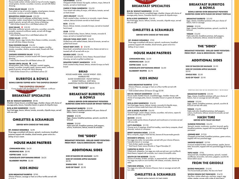 Sunrise Bistro Express Menu