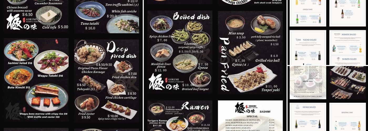 Gokumi Ramen & Yakitori Menu
