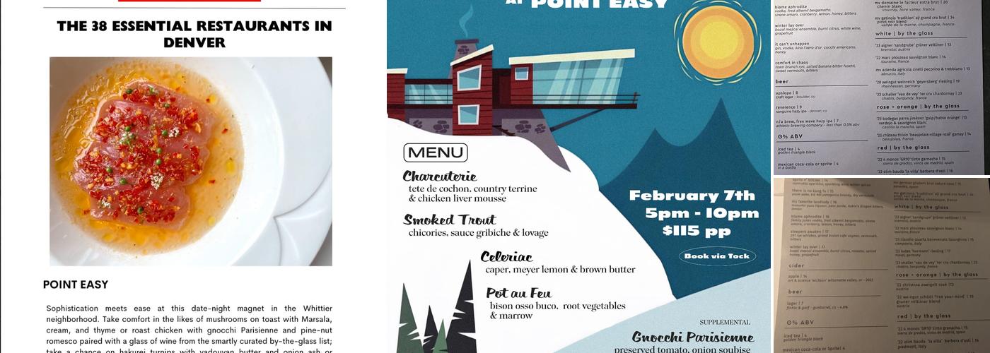 Point Easy Denver Menu