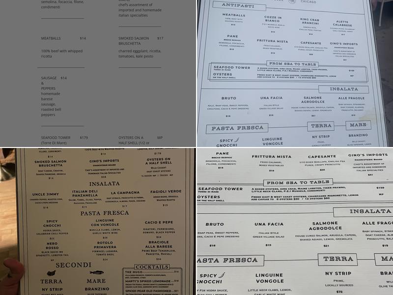 Gino & Marty's Menu