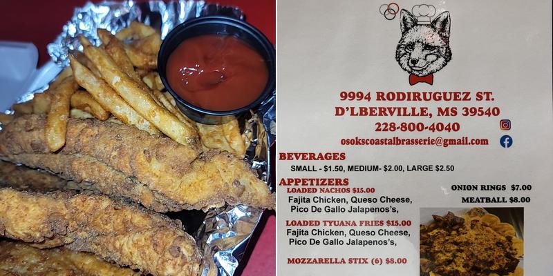 Osoks Coastal Brasserie Menu