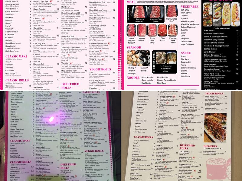 Sushi & Shabu Time Menu