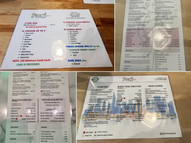 The Pho Spot Menu