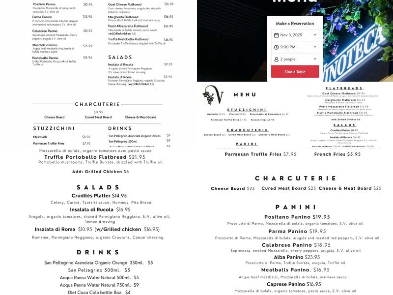 Vinoteca Menu