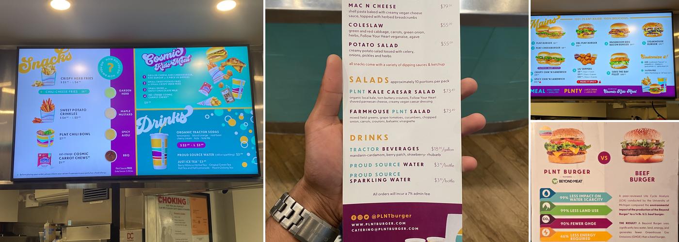 PLNT Burger Menu