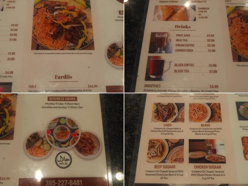 Somali Restaurant Midnimo Menu
