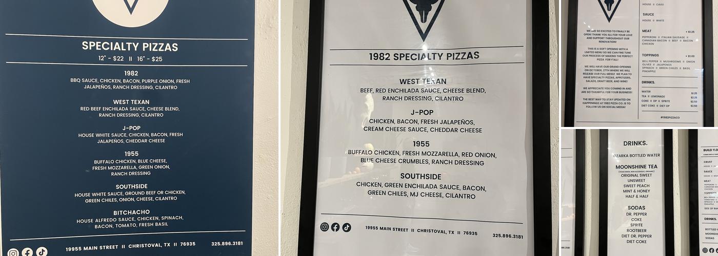 1982 Pizza Co. Menu