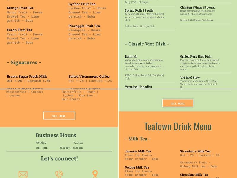 TeaTown Menu