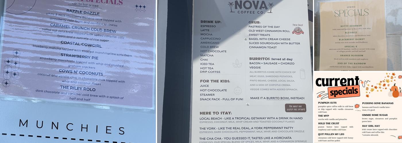 Nova Coffee Co Menu
