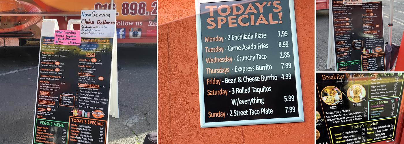 Taco Exxpress #4 Menu