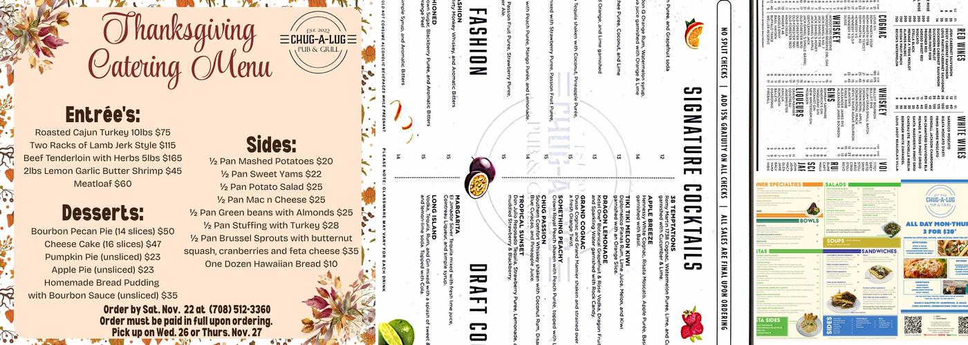 CHUG A LUG PUB & GRILL Menu