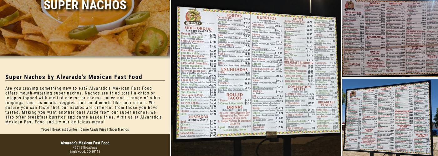 Alvarado's Mexican Fast Food Menu