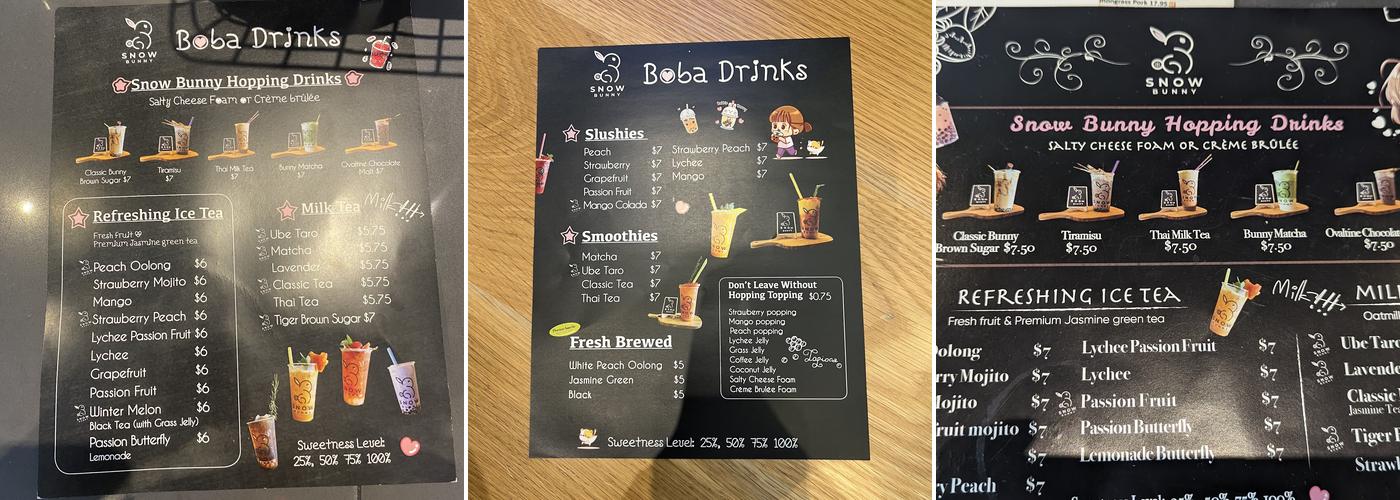 Snow Bunny Menu