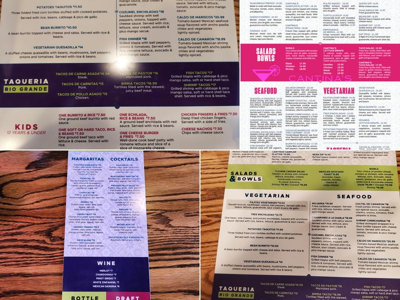 Cantina's Mexican Kitchen Menu