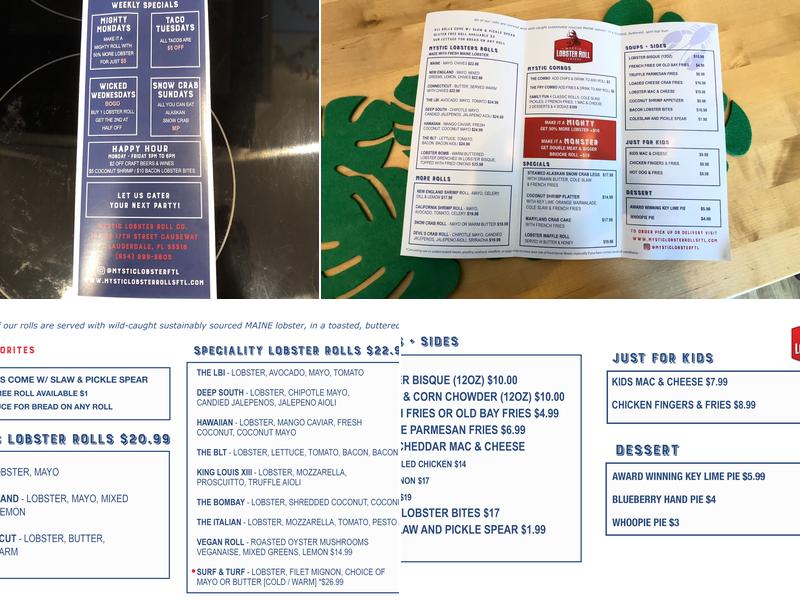 Mystic Lobster Roll Co Ft Lauderdale Menu