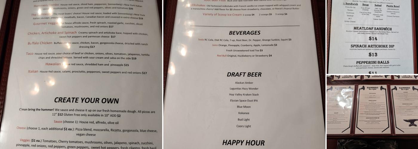 Hammers Bar & Grill Menu