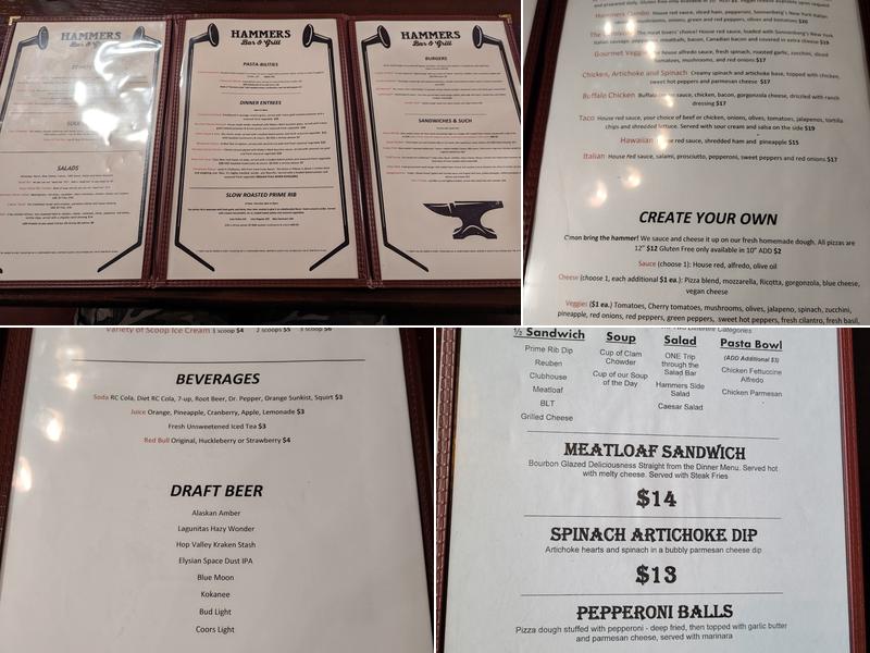 Hammers Bar & Grill Menu