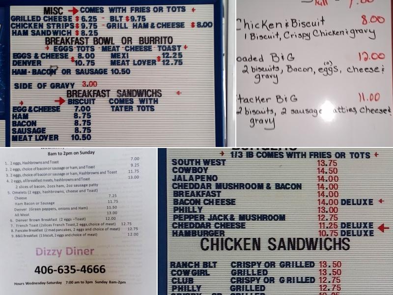 Dizzy Diner Menu
