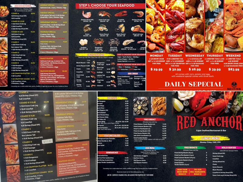 Red Anchor Seafood Menu