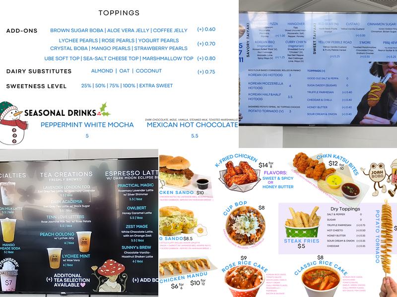 Joah Boba Menu