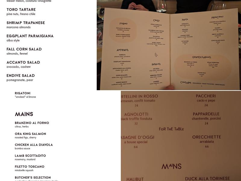 Cucina Alba Menu