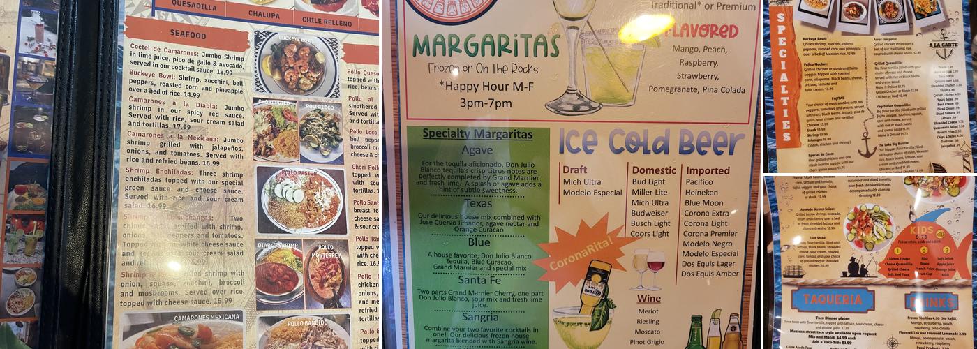 Buckeye Lake Margaritas Menu