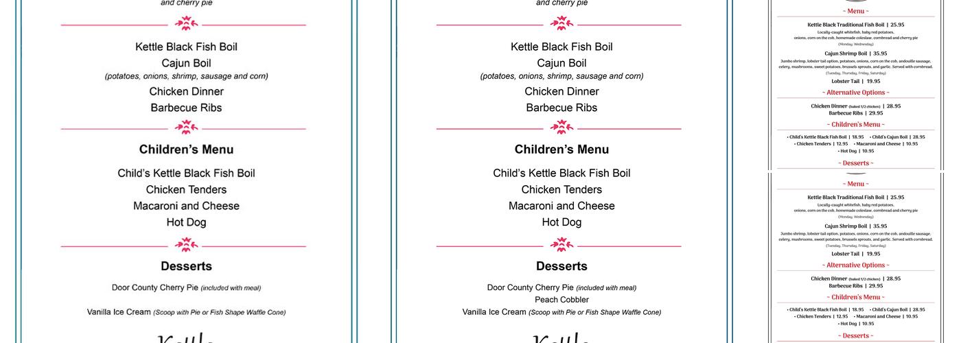 Kettle Black Fish Boil Menu