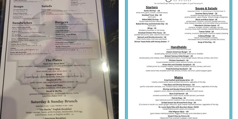 My Father’s Moustache Menu