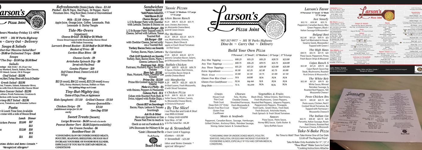Larson's Pizza Joint Menu