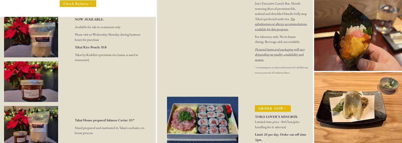 Takai by Kashiba Menu